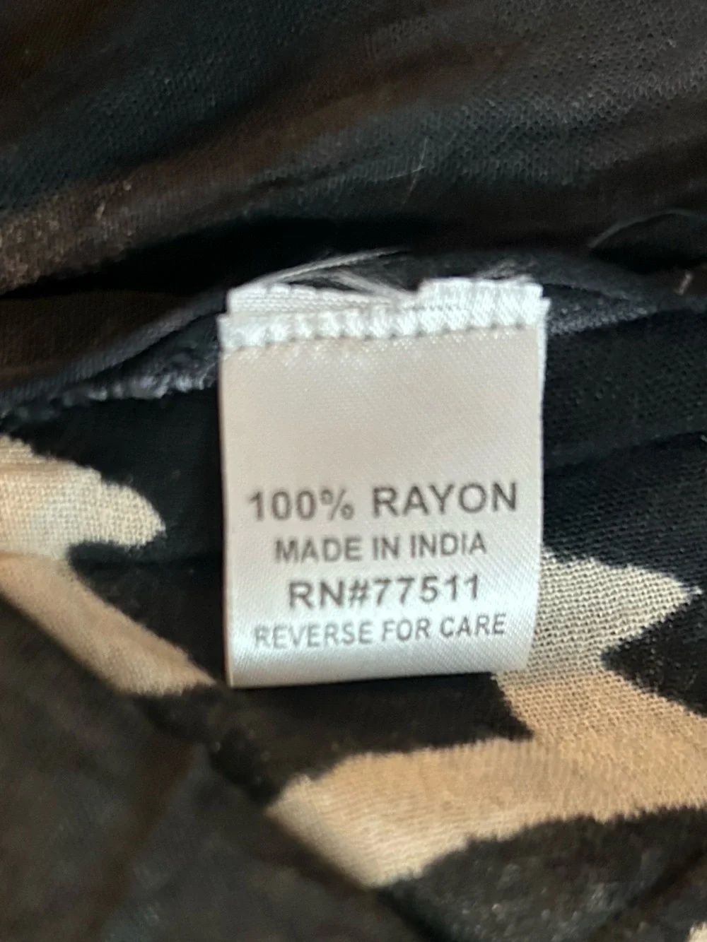 Jessica Taylor One Size Rayon Black Dress White Tribal Leaf Print Boho